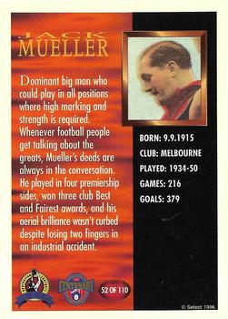 1996 Select AFL Hall of Fame #52 Jack Mueller Back